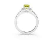 Emerald Cut Side Stone Engagement Ring Setting for a Fancy Yellow Lab-Grown Diamond | Pave Band | Sterling Silver