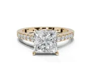 Princess Cut Pavé Solitaire Engagement Ring Setting | Crossover Gallery | Yellow Gold