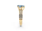 Pear-Shaped Three Row Pave Engagement Ring Setting for a Fancy Blue Lab-Grown Diamond | Yellow Gold