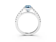 Emerald Cut Halo Pavé Engagement Ring Setting for a Fancy Blue Lab-Grown Diamond | White Gold