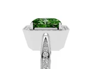 Radiant Cut Milgrain Halo Engagement Ring Setting for a Fancy Green Lab-Grown Diamond | Side Stones | White Gold