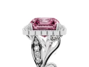 Asscher Cut Leaf Halo Engagement Ring Setting for a Fancy Pink Lab-Grown Diamond | Platinum