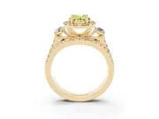 Oval Halo Split Shank Engagement Ring Setting for a Fancy Yellow Lab-Grown Diamond | Round Side Stones | Yellow Gold