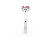 Fancy Pink Radiant Cut Diamond Halo Ring Set in White gold with Cathedral Band and Prong Setting