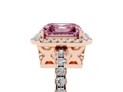 Asscher Cut Pave Halo Engagement Ring Setting for a Fancy Pink Lab-Grown Diamond | Rose Gold