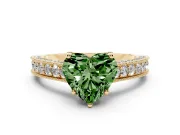 Heart-Shaped Hidden Halo Engagement Ring Setting for a Fancy Green Lab-Grown Diamond | Milgrain Pave | Yellow Gold