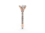 Heart-Shaped Hidden Halo Pave Engagement Ring Setting | Claw Prongs | Rose Gold