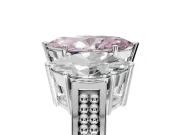 Marquise Three Stone Engagement Ring Setting for a Fancy Pink Lab-Grown Diamond | Beaded Shoulders | Sterling Silver