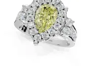 Pear-Shaped Halo Engagement Ring Setting for a Fancy Yellow Lab-Grown Diamond | Graduated Channel Band | Platinum