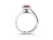 Radiant Cut Halo Engagement Ring Setting for a Fancy Pink Lab-Grown Diamond | Knife-Edge Band | Sterling Silver