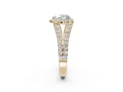 Heart-Shaped Halo Pavé Engagement Ring Setting | Narrow Split Shank | Yellow Gold