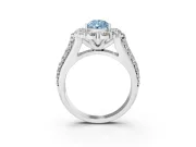 Fancy Blue Pear Cut Diamond Halo Engagement Ring Set in Silver with Split Shank and Prong Setting