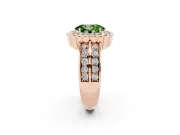 Oval Scalloped Halo Engagement Ring Setting for a Fancy Green Lab-Grown Diamond | Double Row Band | Rose Gold