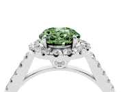 Oval Raised Halo Engagement Ring Setting for a Fancy Green Lab-Grown Diamond | White Gold