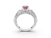 Radiant Cut Art Deco Graduated Engagement Ring Setting for a Fancy Pink Lab-Grown Diamond | Platinum