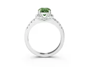 Oval Side Stone Engagement Ring Setting for a Fancy Green Lab-Grown Diamond | Pave Band | Sterling Silver