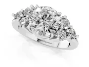 Round Cluster Side Stone Engagement Ring Setting | Plain Band | Sterling Silver
