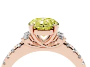 Oval Side Stone Engagement Ring Setting for a Fancy Yellow Lab-Grown Diamond | Pave Band | Rose Gold