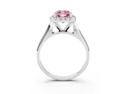 Cushion Cut Halo Engagement Ring Setting for a Fancy Pink Lab-Grown Diamond | Square Profile Band | Platinum