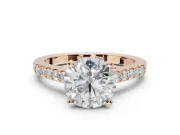 Round Pavé Solitaire Engagement Ring Setting | Crossover Gallery | Rose Gold