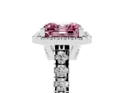 Asscher Cut Accented Halo Engagement Ring Setting for a Fancy Pink Lab-Grown Diamond | Platinum