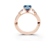 Asscher Cut Floral Vine Engagement Ring Setting for a Fancy Blue Lab-Grown Diamond | Rose Gold
