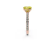 Radiant Cut Pave Solitaire Engagement Ring Setting for a Fancy Yellow Lab-Grown Diamond | Shared Prong Band | Rose Gold