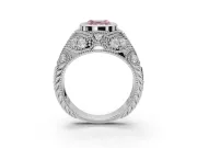 Asscher Cut Vintage Bezel Engagement Ring Setting for a Fancy Pink Lab-Grown Diamond | Milgrain Band | Sterling Silver