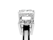 Princess Cut Diamond Three-Stone Ring Set in White gold with Channel-Set Band and Prong Settings