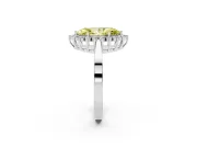 Fancy Yellow Marquise Cut Diamond Halo Ring Set in Silver with Round Halo and Smooth Solitaire Band