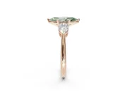 Marquise Three-Stone Ring Setting for a Fancy Green Lab-Grown Diamond | Pear Side Stones | Rose Gold