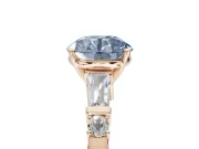 Round Tapered Baguette Engagement Ring Setting for a Fancy Blue Lab-Grown Diamond | Rose Gold