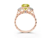 Princess Cut Three Stone Engagement Ring Setting for a Fancy Yellow Lab-Grown Diamond | Braided Band | Rose Gold