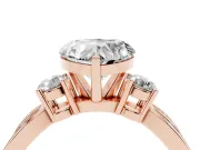 Heart-Shaped Three-Stone Pavé Twist Engagement Ring Setting | Split Shank | Rose Gold