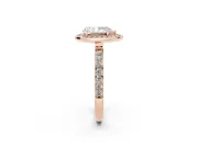 Pear-Shaped Bezel-Rim Halo Engagement Ring Setting | Pave Band | Rose Gold