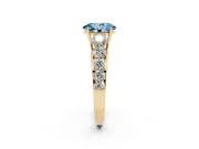 Oval Graduated Side Stone Engagement Ring Setting for a Fancy Blue Lab-Grown Diamond | Flat Top Band | Yellow Gold