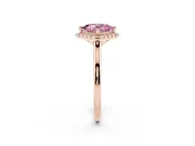 Princess Cut Halo Engagement Ring Setting for a Fancy Pink Lab-Grown Diamond | Plain Polished Band | Rose Gold