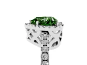 Heart-Shaped Pave Halo Engagement Ring Setting for a Fancy Green Lab-Grown Diamond | Platinum