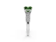 Asscher Cut Close Set Pave Engagement Ring Setting for a Fancy Green Lab-Grown Diamond | Multi Row | Sterling Silver