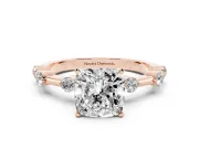 Cushion Cut Bar Set Engagement Ring Setting | Spaced Side Stones | Rose Gold