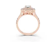 Emerald Cut Halo Split Shank Engagement Ring Setting | Rose Gold