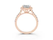 Asscher Cut Vintage Milgrain Floral Halo Engagement Ring Setting | Pavé Band | Rose Gold