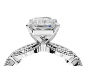 Radiant Cut Vintage Milgrain Engagement Ring Setting | Graduated Stations | White Gold