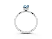 Fancy Blue Pear Cut Diamond Solitaire Engagement Ring Set in Silver with Prong Setting and Polished Band