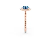 Round Rope Halo Engagement Ring Setting for a Fancy Blue Lab-Grown Diamond | Rose Gold