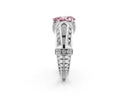 Pear-Shaped Vintage Milgrain Engagement Ring Setting for a Fancy Pink Lab-Grown Diamond | Hidden Halo | Sterling Silver