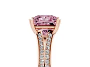 Princess Cut Split Shank Engagement Ring Setting for a Fancy Pink Lab-Grown Diamond | Pave Band | Rose Gold