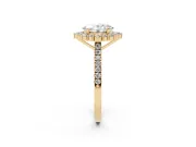 Oval Scalloped Halo Engagement Ring Setting | Single Row Pave | Yellow Gold