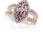 Marquise Halo Split Shank Engagement Ring Setting for a Fancy Pink Lab-Grown Diamond | Rose Gold
