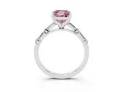 Fancy Pink Princess Cut Diamond Solitaire Set in Platinum with Side Baguettes and Channel Set Band
